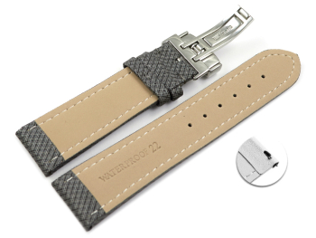Quick Release Watch Strap padded HighTech textile look light grey Folding Clasp 18mm 20mm 22mm 24mm