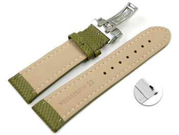 Quick Release Watch Strap padded HighTech textile look green Folding Clasp 18mm 20mm 22mm 24mm