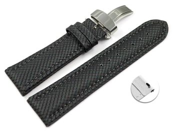 Quick Release Watch Strap padded HighTech textile look dark grey Folding Clasp 18mm 20mm 22mm 24mm