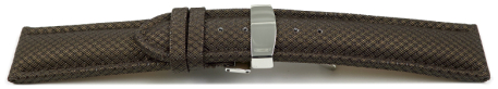 Quick Release Watch Strap padded HighTech textile look brown Folding Clasp 18mm 20mm 22mm 24mm