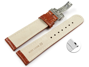 Quick Release Watch Strap Deployment Genuine leather Bark brown 18mm 20mm 22mm 24mm