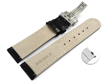 Quick Release Watch Strap Deployment Genuine leather Bark black 18mm 20mm 22mm 24mm