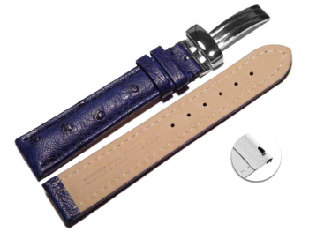 Quick Release Watch Strap Genuine ostrich leather padded dark blue 18mm 20mm 22mm 24mm