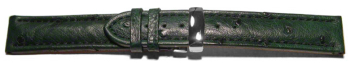 Quick Release Watch Strap Genuine ostrich leather padded dark green 18mm 20mm 22mm 24mm