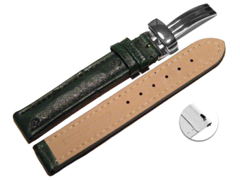 Quick Release Watch Strap Genuine ostrich leather padded dark green 18mm 20mm 22mm 24mm