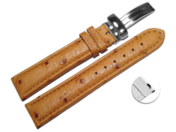 Quick Release Watch Strap Genuine ostrich leather padded nature 18mm 20mm 22mm 24mm