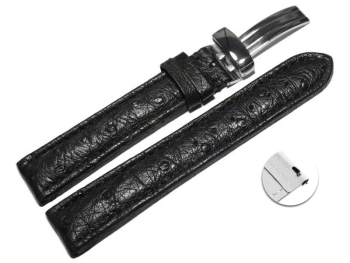 Quick Release Watch Strap Genuine ostrich leather padded black 18mm 20mm 22mm 24mm