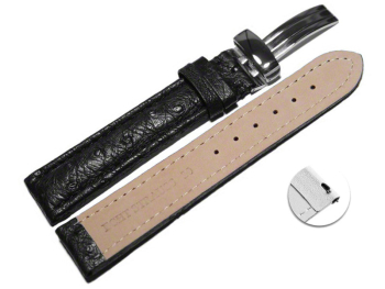 Quick Release Watch Strap Genuine ostrich leather padded black 18mm 20mm 22mm 24mm