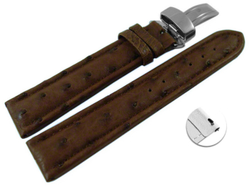 Quick Release Watch Strap Genuine ostrich leather padded dark brown 18mm 20mm 22mm 24mm