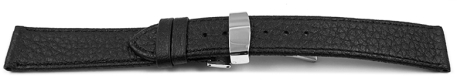 Quick Release Watch Strap Deployment clasp Genuine deerskin grained black 14 - 22mm