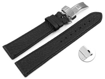 Quick Release Watch Strap Deployment clasp Genuine deerskin grained black 14 - 22mm