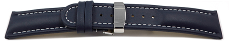 Quick Release Watch Strap deployment Genuine leather Smooth dark blue 18mm 20mm 22mm 24mm