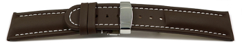 Quick Release Watch Strap deployment Genuine leather Smooth dark brown 18mm 20mm 22mm 24mm