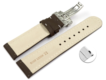 Quick Release Watch Strap deployment Genuine leather Smooth dark brown 18mm 20mm 22mm 24mm