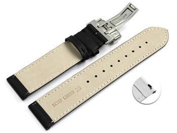 Quick Release Watch Strap Deployment Clasp Smooth Soft padded black 18mm 20mm 22mm 24mm