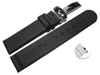 Quick Release Watch Strap Deployment hydrophobized leather black 18mm 20mm 22mm 24mm