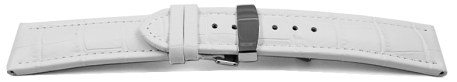 Quick Release Watch Strap Deployment Clasp Genuine leather Croco print white 18mm 20mm 22mm 24mm