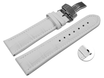 Quick Release Watch Strap Deployment Clasp Genuine leather Croco print white 18mm 20mm 22mm 24mm