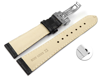 Quick Release Watch Strap Deployment Clasp Genuine leather black 17mm 19mm 20mm 21mm 22mm 23mm