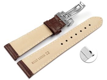 Quick Release Watch Strap Deployment Clasp Genuine leather brown 17mm 19mm 20mm 21mm 22mm 23mm