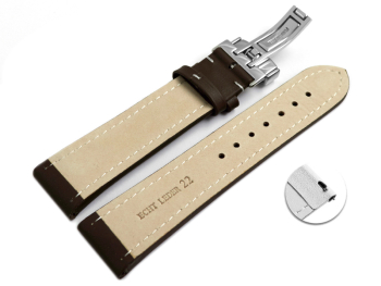 XL Quick Release Watch Strap Deployment Genuine leather smooth dark brown 18mm 20mm 22mm 24mm