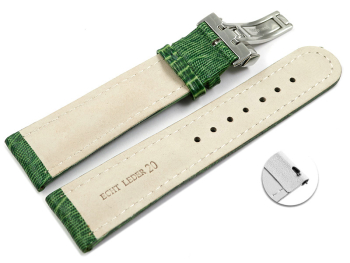 Quick Release Watch Strap Deployment Genuine leather Teju print green 18mm 20mm 22mm 24mm