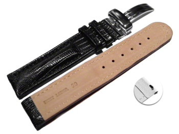 Quick Release Watch Strap Deployment Genuine leather Tegu print black 18mm 20mm 22mm 24mm
