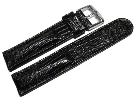 Watch strap - genuine leather - Tegu print - black