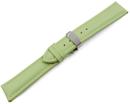 Watch strap deployment padded leather Smooth pistachio 18mm 20mm 22mm 24mm