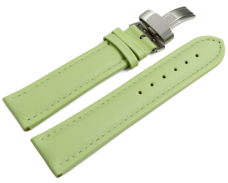 Watch strap deployment padded leather Smooth pistachio 18mm 20mm 22mm 24mm