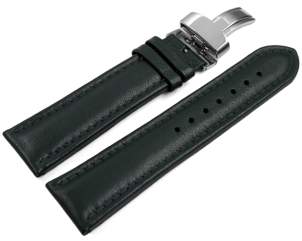 Watch strap deployment padded leather Smooth dark green...