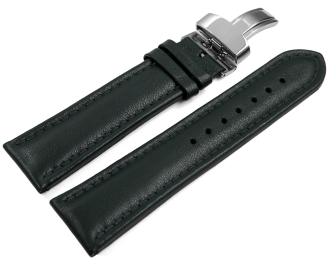 Watch strap deployment padded leather Smooth dark green...
