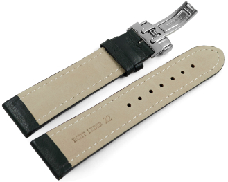 Watch strap deployment padded leather Smooth dark green...