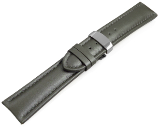 Watch strap deployment padded leather Smooth dark gray 18mm 20mm 22mm 24mm