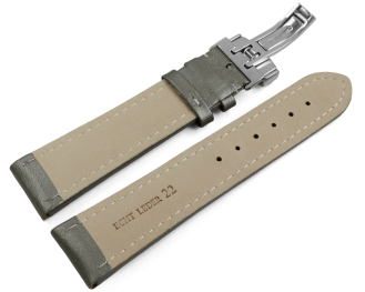 Watch strap deployment padded leather Smooth dark gray wN 18mm 20mm 22mm 24mm