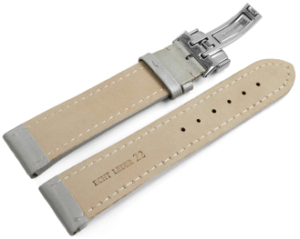Watch strap deployment padded leather Smooth light gray 18mm 20mm 22mm 24mm