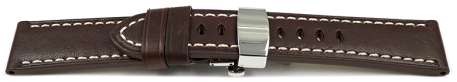 BrownLeather Watch Strap Quick Release Butterfly Clasp Miami without padding 20mm 22mm 24mm 26mm
