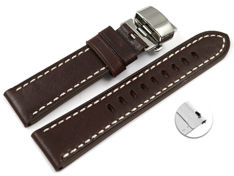 BrownLeather Watch Strap Quick Release Butterfly Clasp...