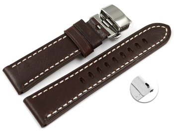 BrownLeather Watch Strap Quick Release Butterfly Clasp...