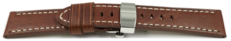 Light BrownLeather Watch Strap Quick Release Butterfly Clasp Miami without padding 20mm 22mm 24mm 26mm