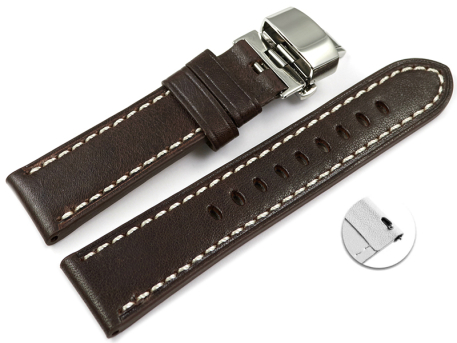 Dark BrownLeather Watch Strap Quick Release Butterfly...