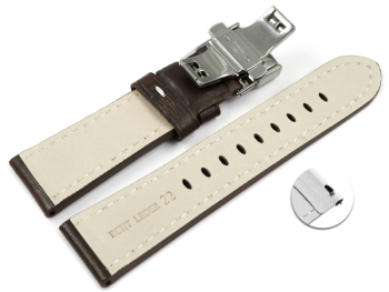 Dark BrownLeather Watch Strap Quick Release Butterfly...