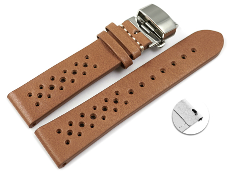 Quick Release Breathable Perforated Light Brown Leather...