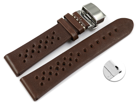 XL Quick Release Breathable Perforated Dark Brown Leather...