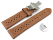 XL Quick Release Breathable Perforated Light Brown Leather Watch Strap Butterfly clasp 18mm 20mm 22mm 24mm