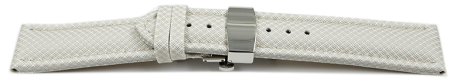 Quick Release Watch strap padded HighTech textile look white Butterfly Clasp 18mm 20mm 22mm 24mm