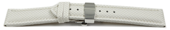 Quick Release Watch strap padded HighTech textile look white Butterfly Clasp 18mm 20mm 22mm 24mm