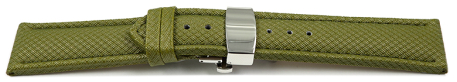 Quick Release Watch strap padded HighTech textile look green Butterfly Clasp 18mm 20mm 22mm 24mm