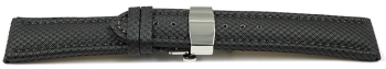 Quick Release Watch strap padded HighTech textile look dark grey Butterfly Clasp 18mm 20mm 22mm 24mm