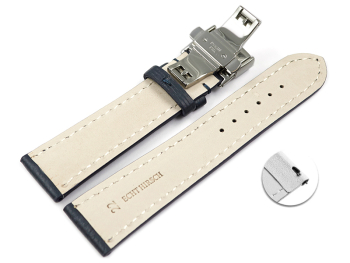 Quick Release Watch strap Butterfly buckle strong padded Deer Leather dark blue Soft and very flexible 18mm 20mm 22mm 24mm